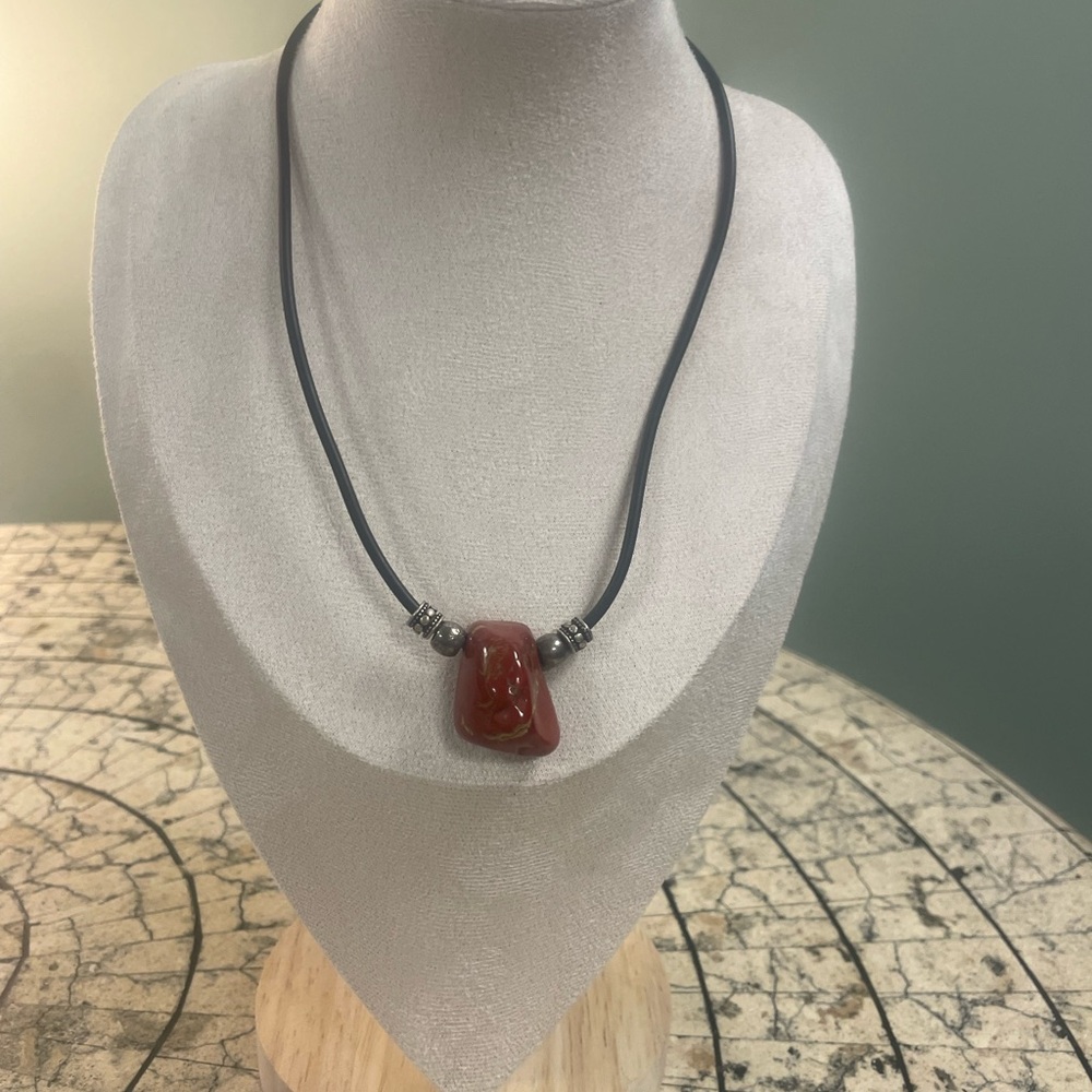 Jasper Tone Pendant on Leather Cord